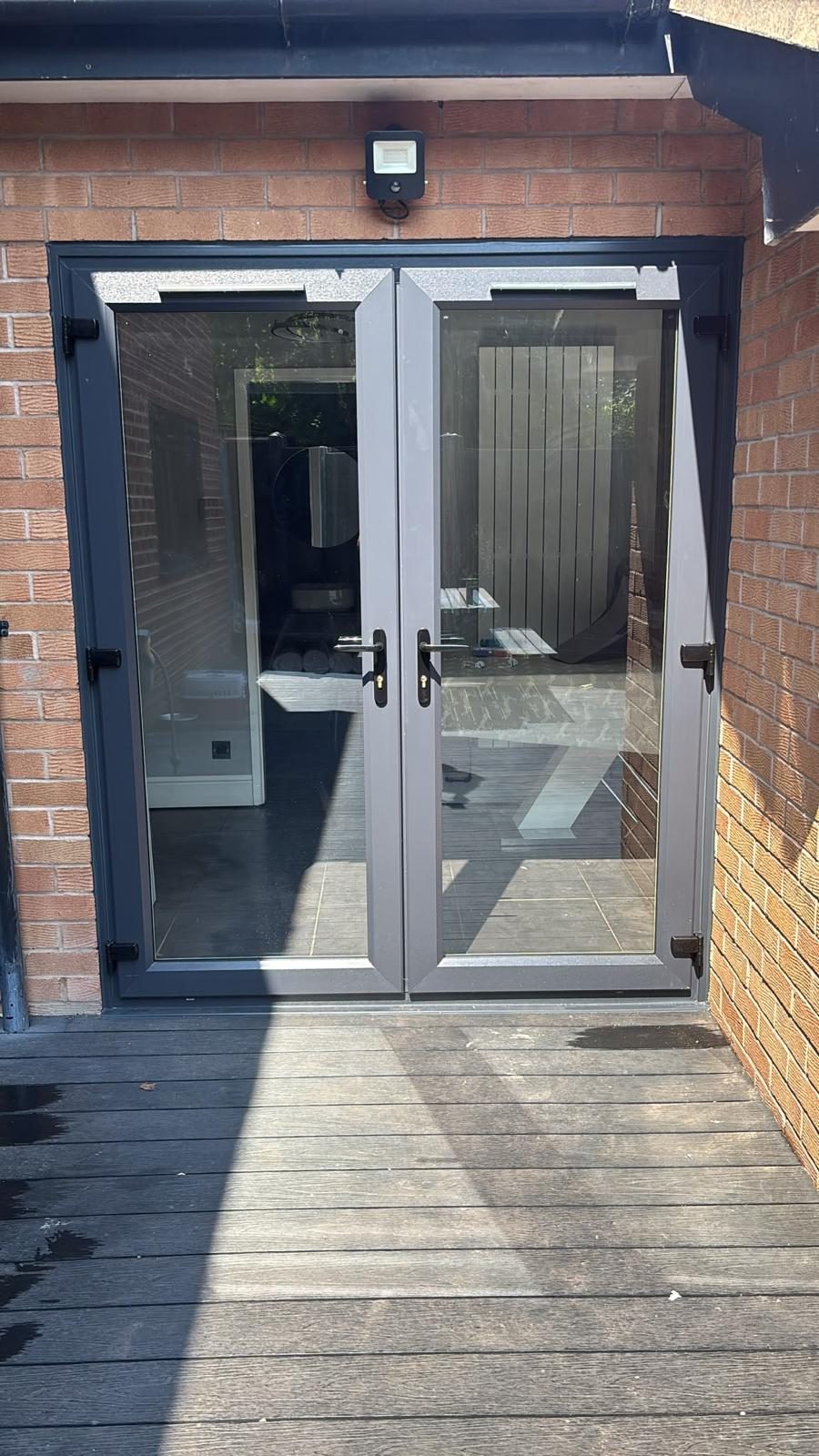 Grey French doors