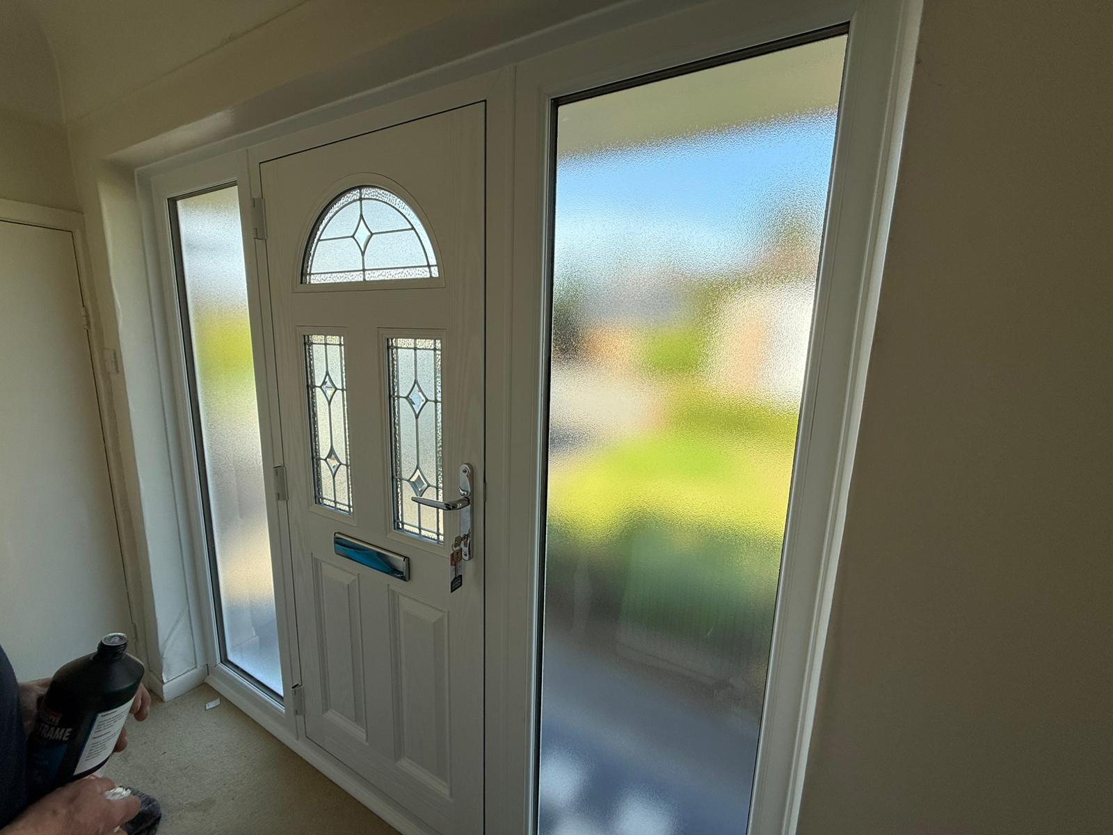 White door with fanlight