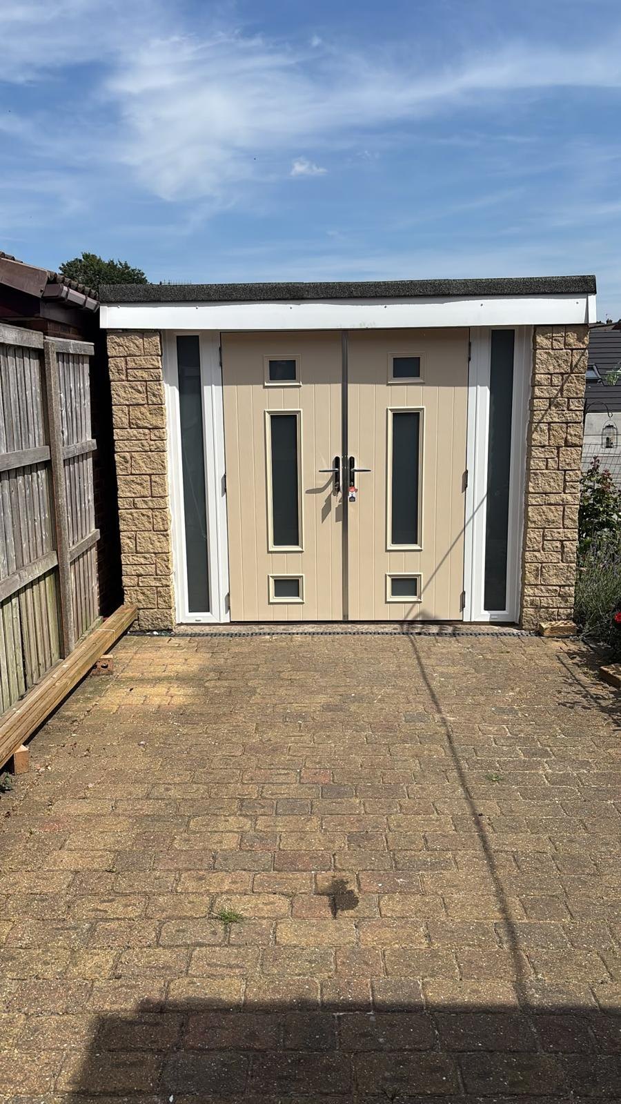 Cream garage pair